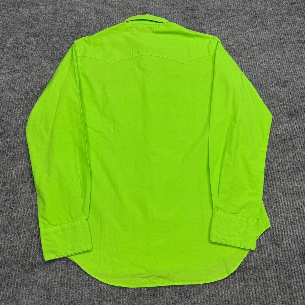 NWT Vtg Polo Ralph Lauren RL Western Shirt Mens S Lime Green Pearl Snap Cotton